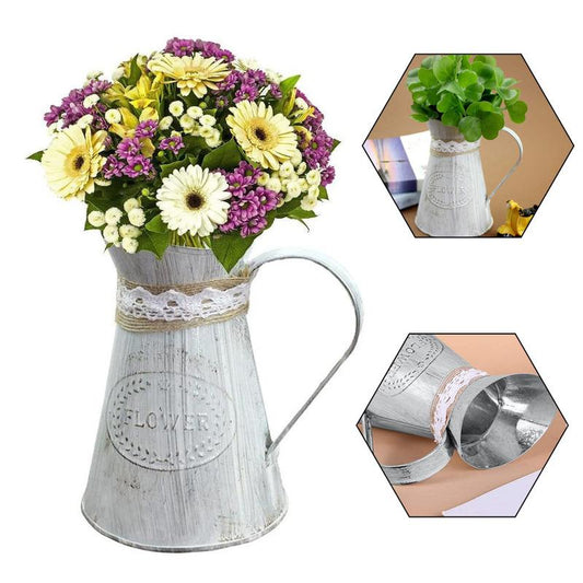 Vintage Metal Pitcher Vase for Home Decoration by HitMyNeed