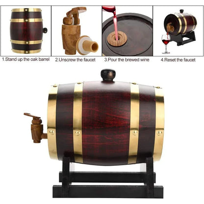 Vintage Oak Wine Barrel 1L 1.5L 3L for Beer & Whiskey by HitMyNeed