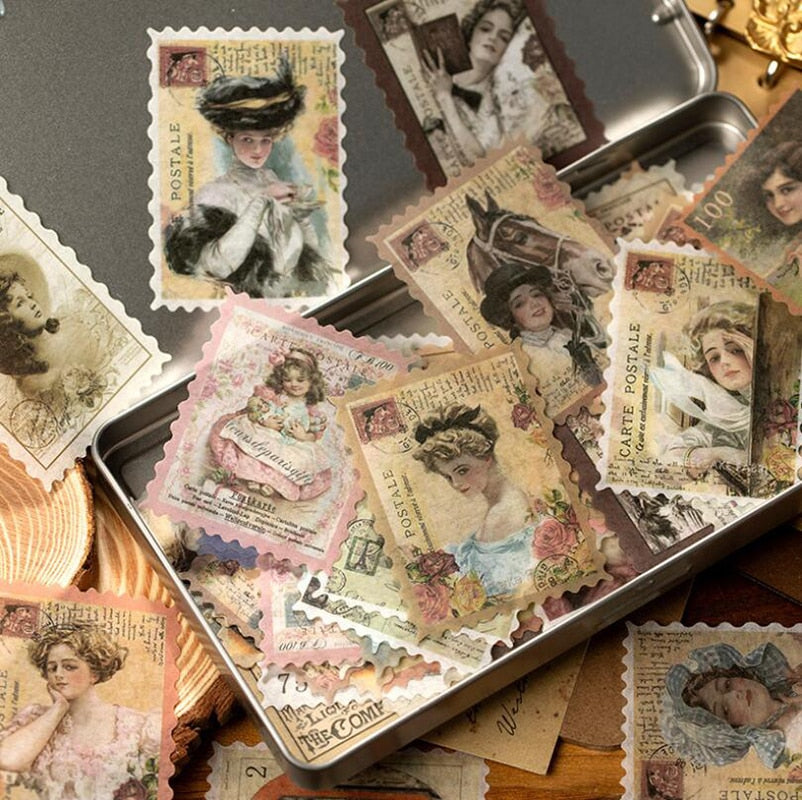 Vintage Postage Sticker Set (60 Pcs) by HitMyNeed