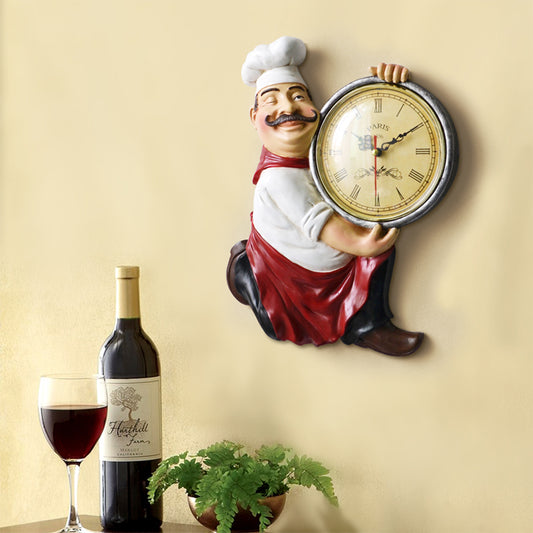 Vintage Resin Chef Wall Clock with Silent Quartz by HitMyNeed