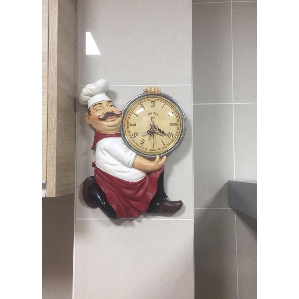 Vintage Resin Chef Wall Clock with Silent Quartz by HitMyNeed