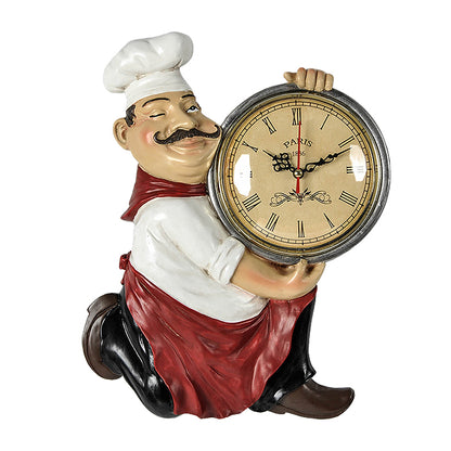 Vintage Resin Chef Wall Clock with Silent Quartz by HitMyNeed
