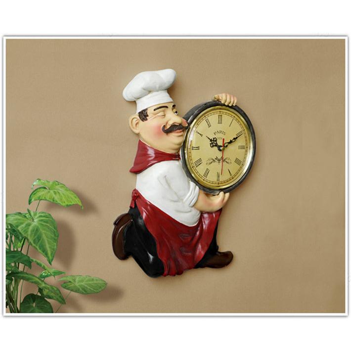 Vintage Resin Chef Wall Clock with Silent Quartz by HitMyNeed
