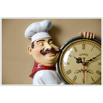 Vintage Resin Chef Wall Clock with Silent Quartz by HitMyNeed