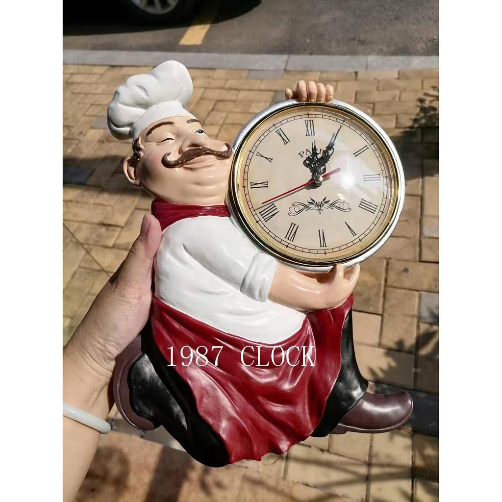 Vintage Resin Chef Wall Clock with Silent Quartz by HitMyNeed