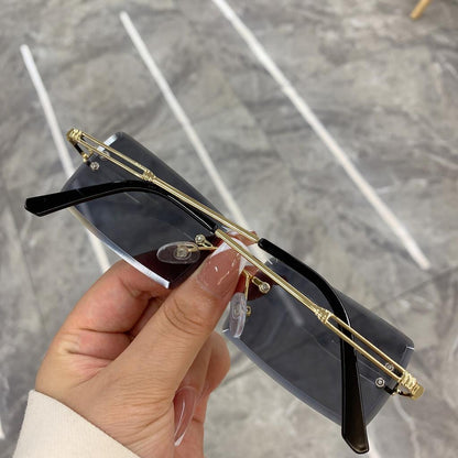 Vintage Rimless Rectangle Gradient Sunglasses Women by HitMyNeed