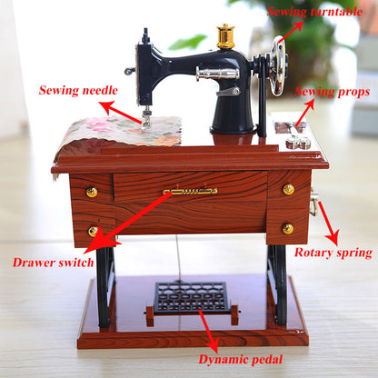 Vintage Sewing Machine Music Box with Moving Parts by HitMyNeed