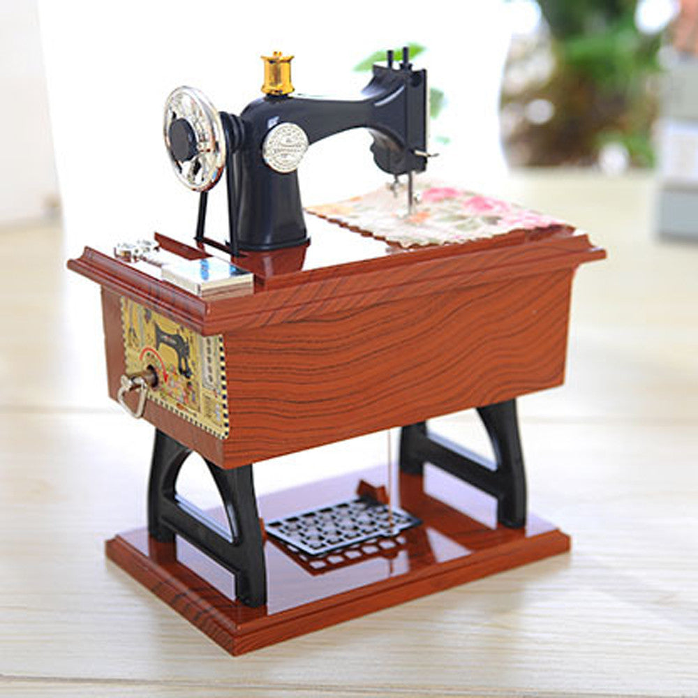 Vintage Sewing Machine Music Box with Moving Parts by HitMyNeed