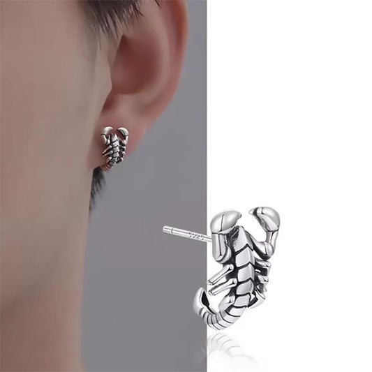 Vintage Silver Scorpion Stud Earrings for Men & Women by HitMyNeed