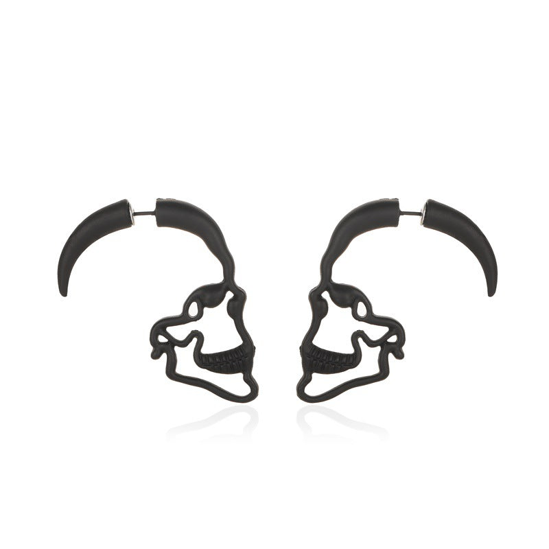 Vintage Skull Stud Earrings for Gothic & Halloween Style black-gun-plated by HitMyNeed