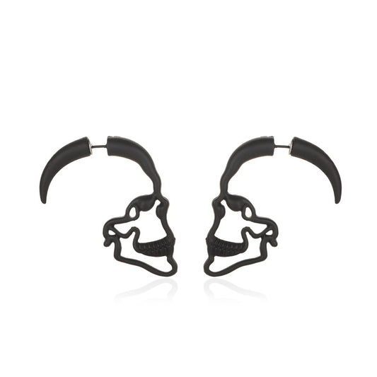 Vintage Skull Stud Earrings for Gothic & Halloween Style black-gun-plated by HitMyNeed
