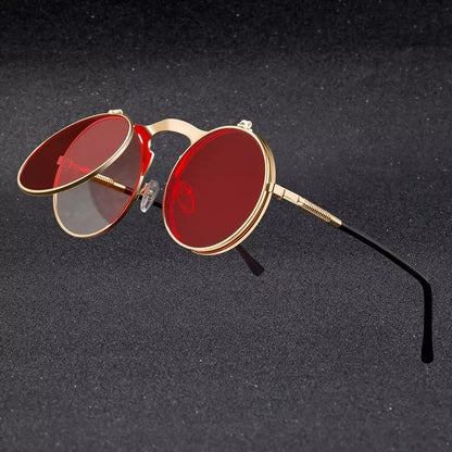 Vintage Steampunk Flip Round Metal Sunglasses by HitMyNeed