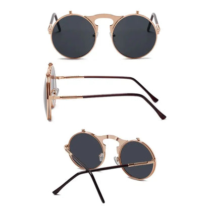 Vintage Steampunk Flip Round Metal Sunglasses by HitMyNeed