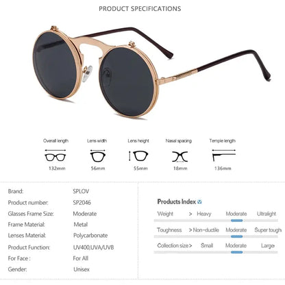 Vintage Steampunk Flip Round Metal Sunglasses by HitMyNeed