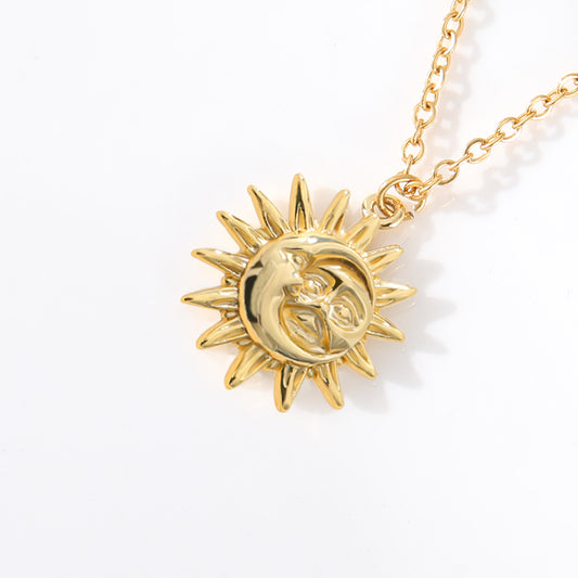 Vintage Sun and Moon Stainless Steel Necklace 18k-gold-plated by HitMyNeed