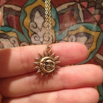 Vintage Sun and Moon Stainless Steel Necklace by HitMyNeed