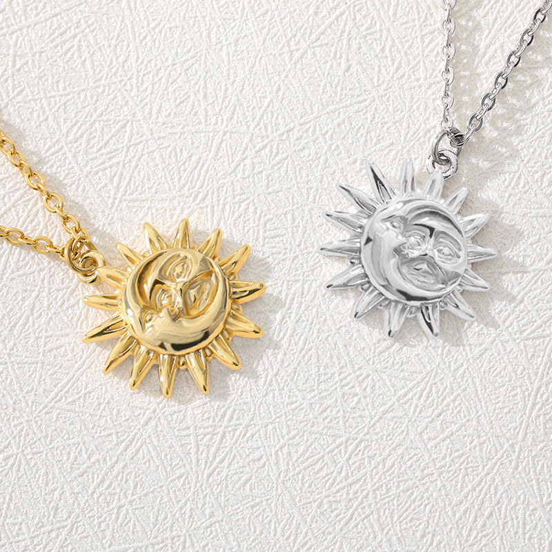 Vintage Sun and Moon Stainless Steel Necklace by HitMyNeed