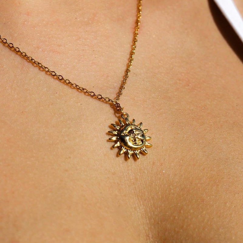 Vintage Sun and Moon Stainless Steel Necklace by HitMyNeed