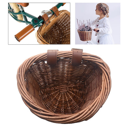 Vintage Wicker Bicycle Basket with Leather Straps by HitMyNeed