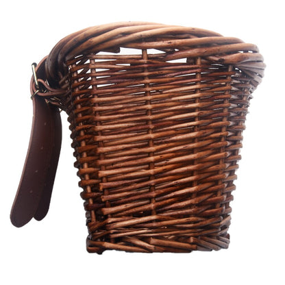 Vintage Wicker Bicycle Basket with Leather Straps by HitMyNeed