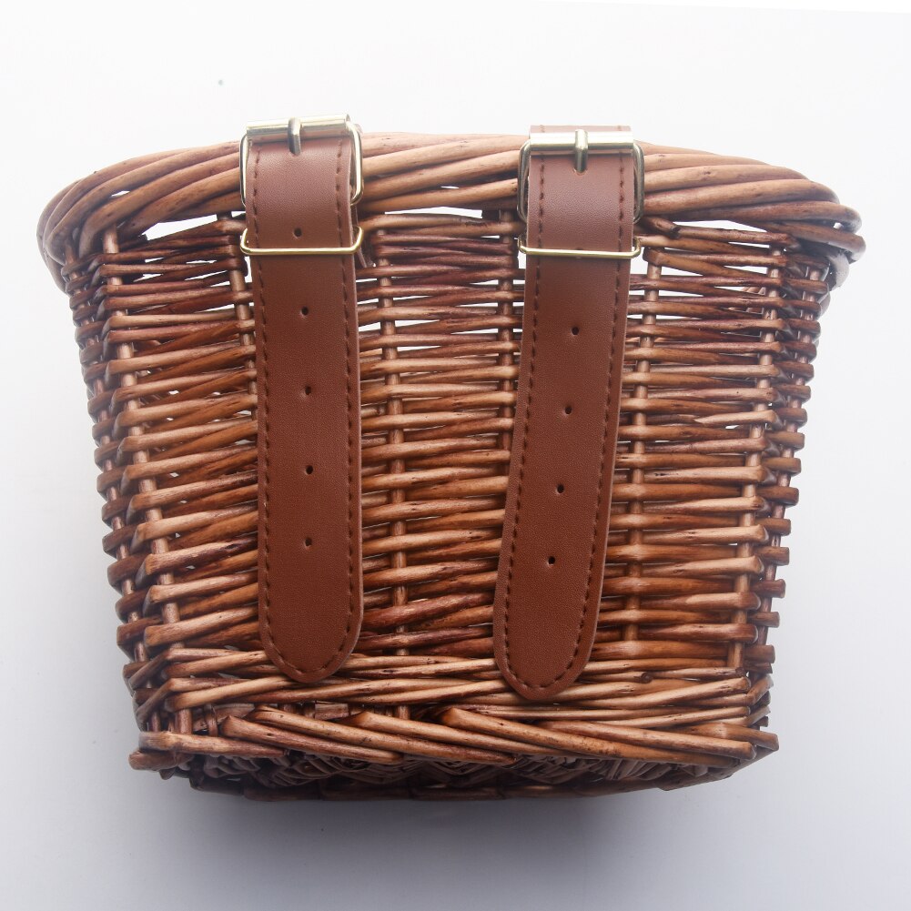 Vintage Wicker Bicycle Basket with Leather Straps by HitMyNeed