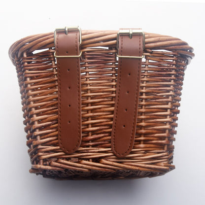 Vintage Wicker Bicycle Basket with Leather Straps by HitMyNeed