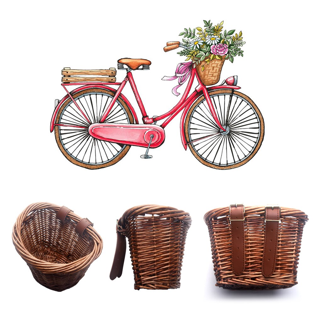 Vintage Wicker Bicycle Basket with Leather Straps by HitMyNeed