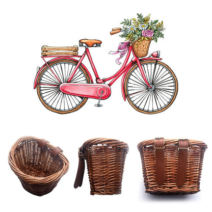 Vintage Wicker Bicycle Basket with Leather Straps by HitMyNeed