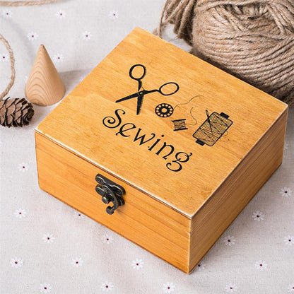 Vintage Wooden Sewing Box with Complete Sewing Kit by HitMyNeed