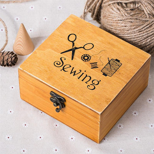 Vintage Wooden Sewing Box with Complete Sewing Kit by HitMyNeed