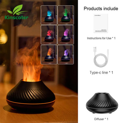 Volcanic Flame Aroma Diffuser & USB Humidifier 130ml black by HitMyNeed