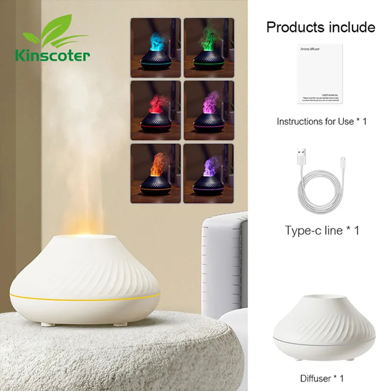 Volcanic Flame Aroma Diffuser & USB Humidifier 130ml white by HitMyNeed