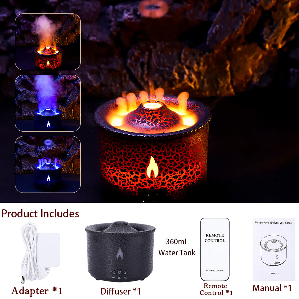 Volcano Flame Humidifier & Essential Oil Diffuser with-remote-control eu by HitMyNeed