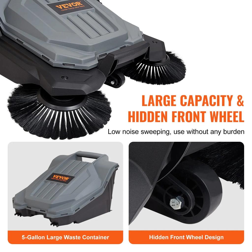 Walk-Behind Hand Push Floor Sweeper 25.6" Width by HitMyNeed