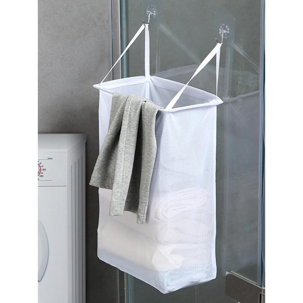 Wall Hanging Laundry Basket with Adhesive Hooks by HitMyNeed