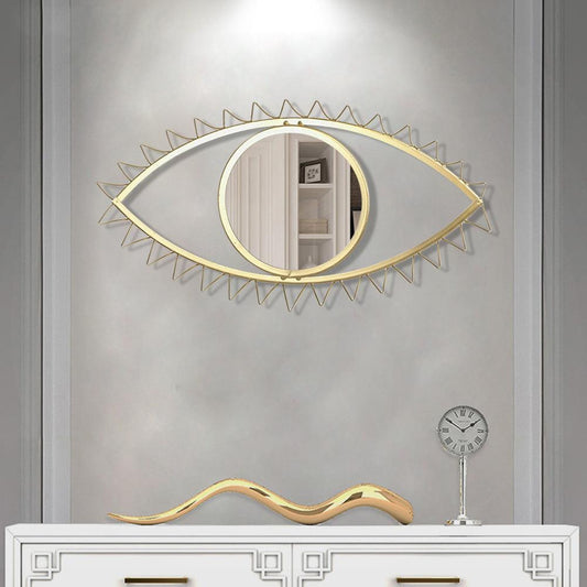 Wall Hanging Metal Eye Shaped Mirror, 45 x 24 cm by HitMyNeed