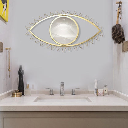 Wall Hanging Metal Eye Shaped Mirror, 45 x 24 cm by HitMyNeed