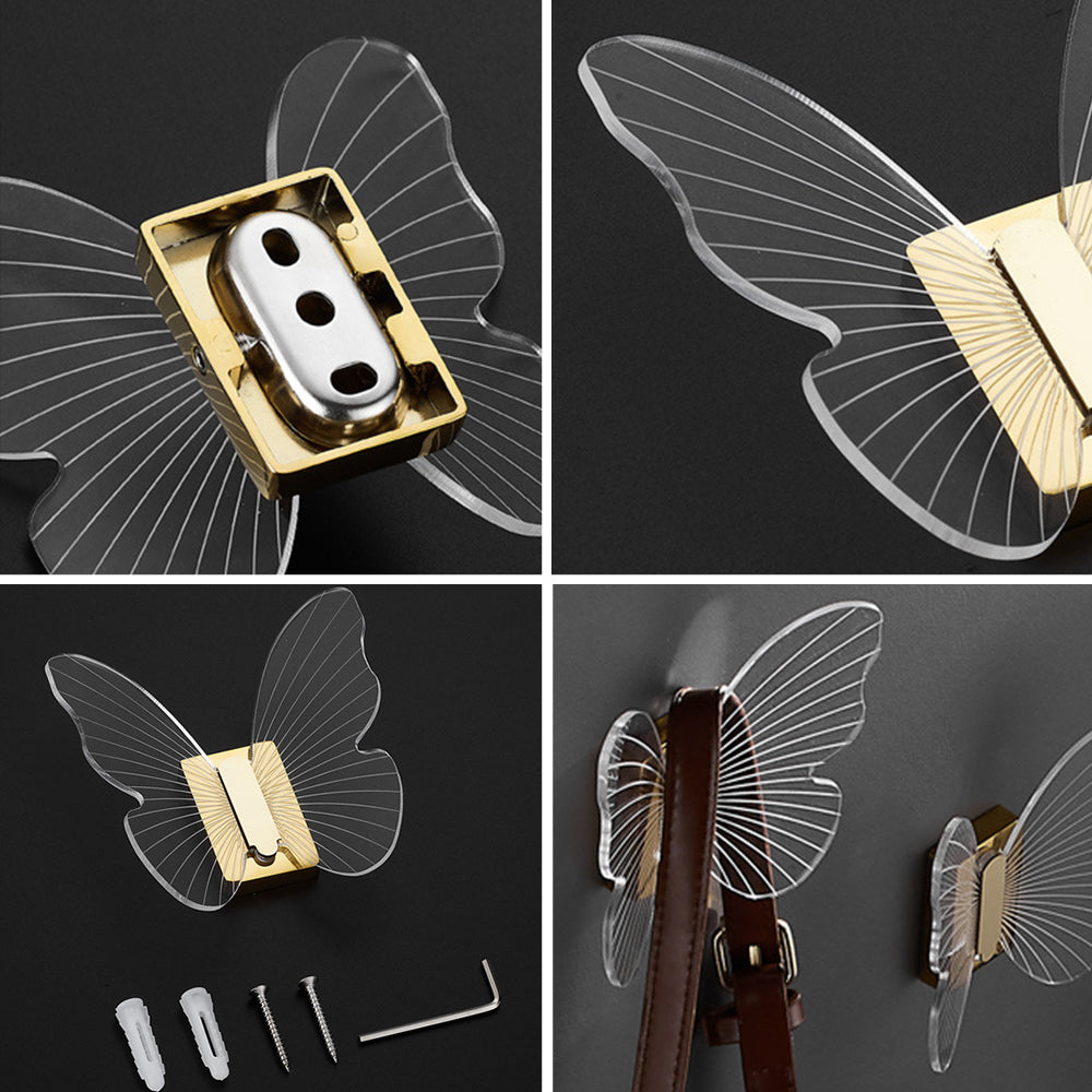 Wall-Mount Acrylic Butterfly Coat Hook by HitMyNeed