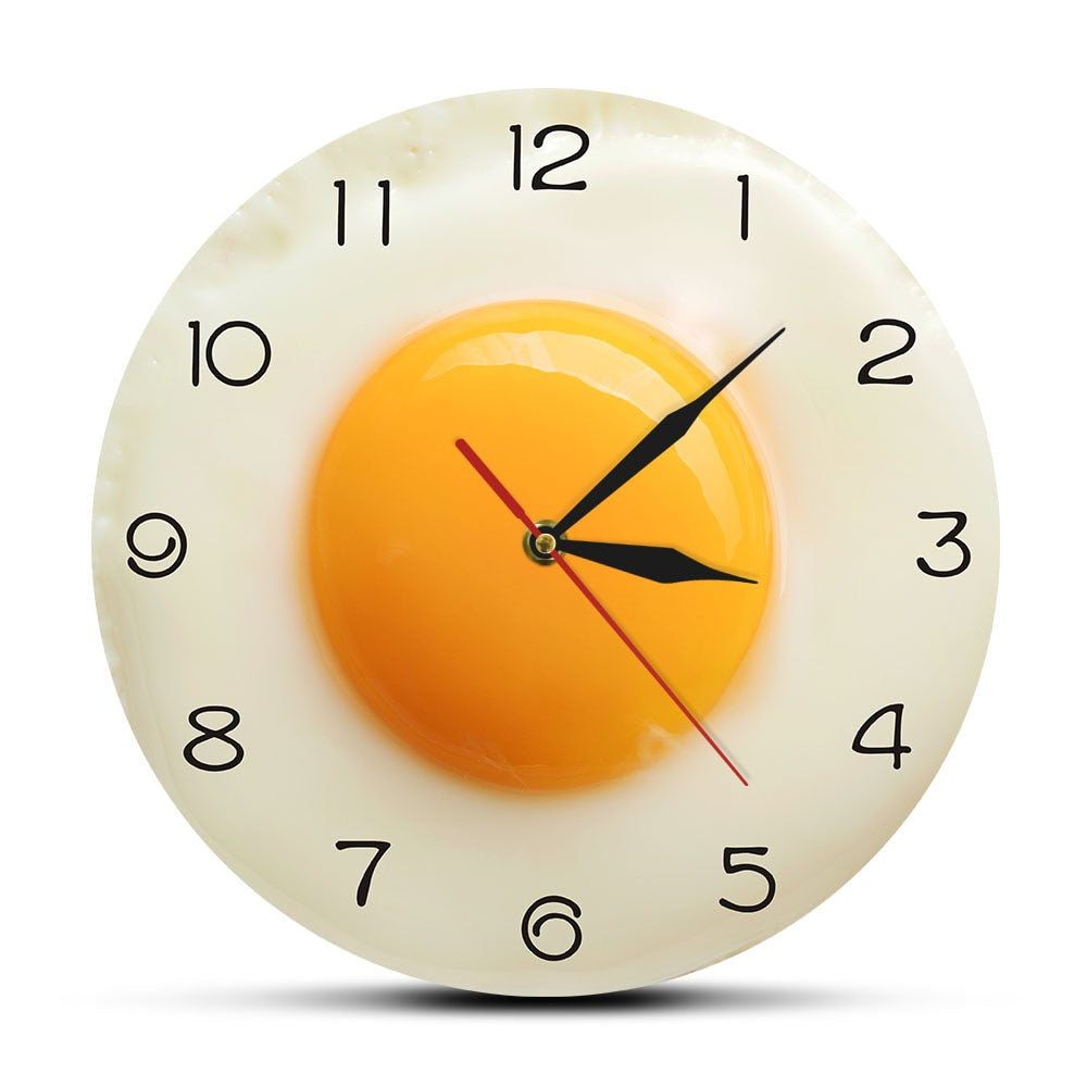 Wall Mount Acrylic Fried Egg Kitchen Clock by HitMyNeed