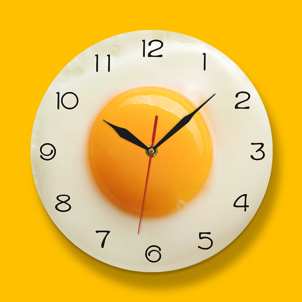 Wall Mount Acrylic Fried Egg Kitchen Clock by HitMyNeed