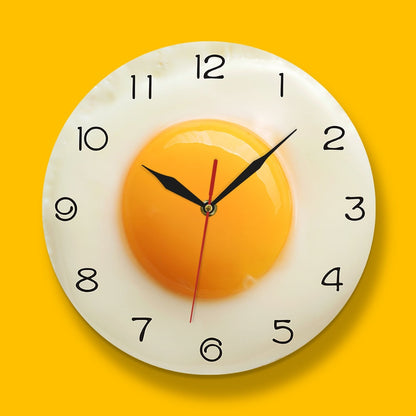 Wall Mount Acrylic Fried Egg Kitchen Clock by HitMyNeed
