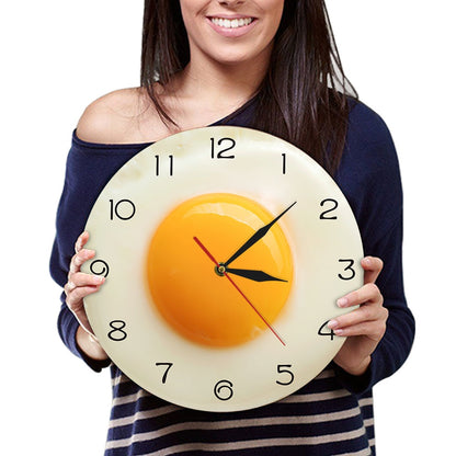 Wall Mount Acrylic Fried Egg Kitchen Clock by HitMyNeed
