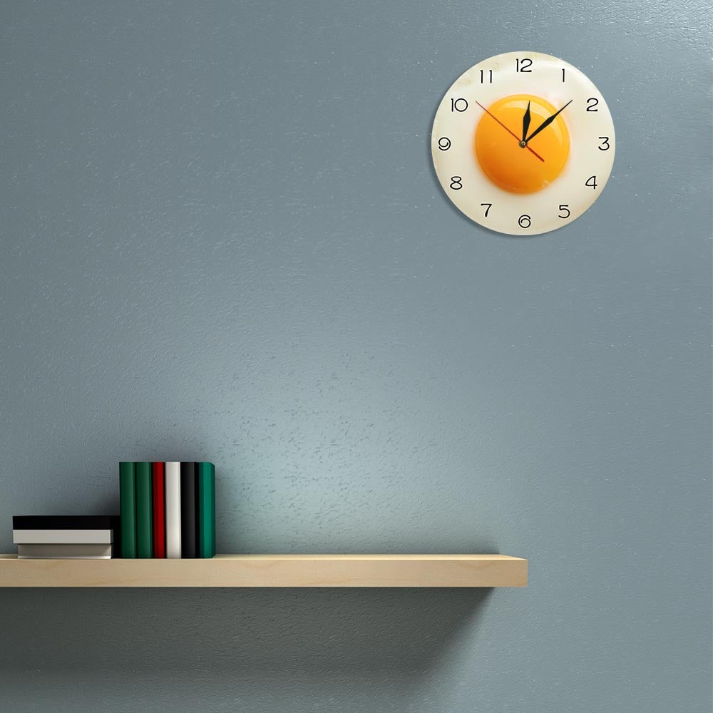 Wall Mount Acrylic Fried Egg Kitchen Clock by HitMyNeed