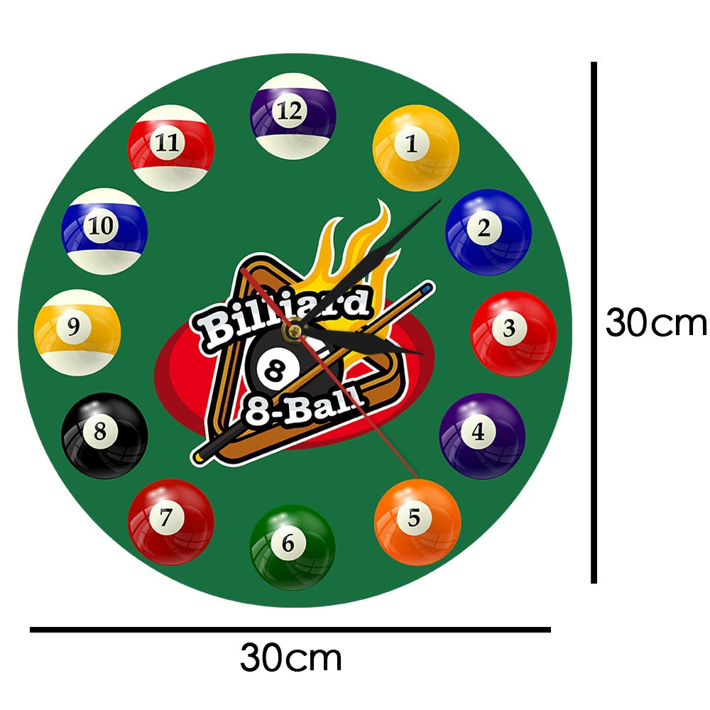Wall Mount Analog Billiard Clock 12-Inch by HitMyNeed