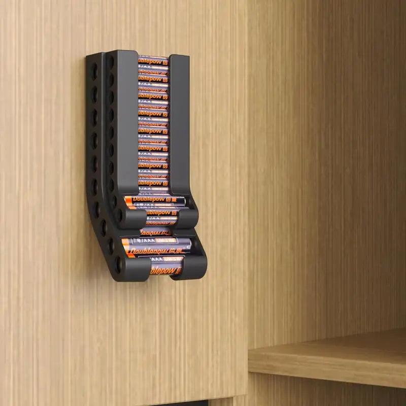 Wall-Mount Battery Storage Organizer with Tester by HitMyNeed