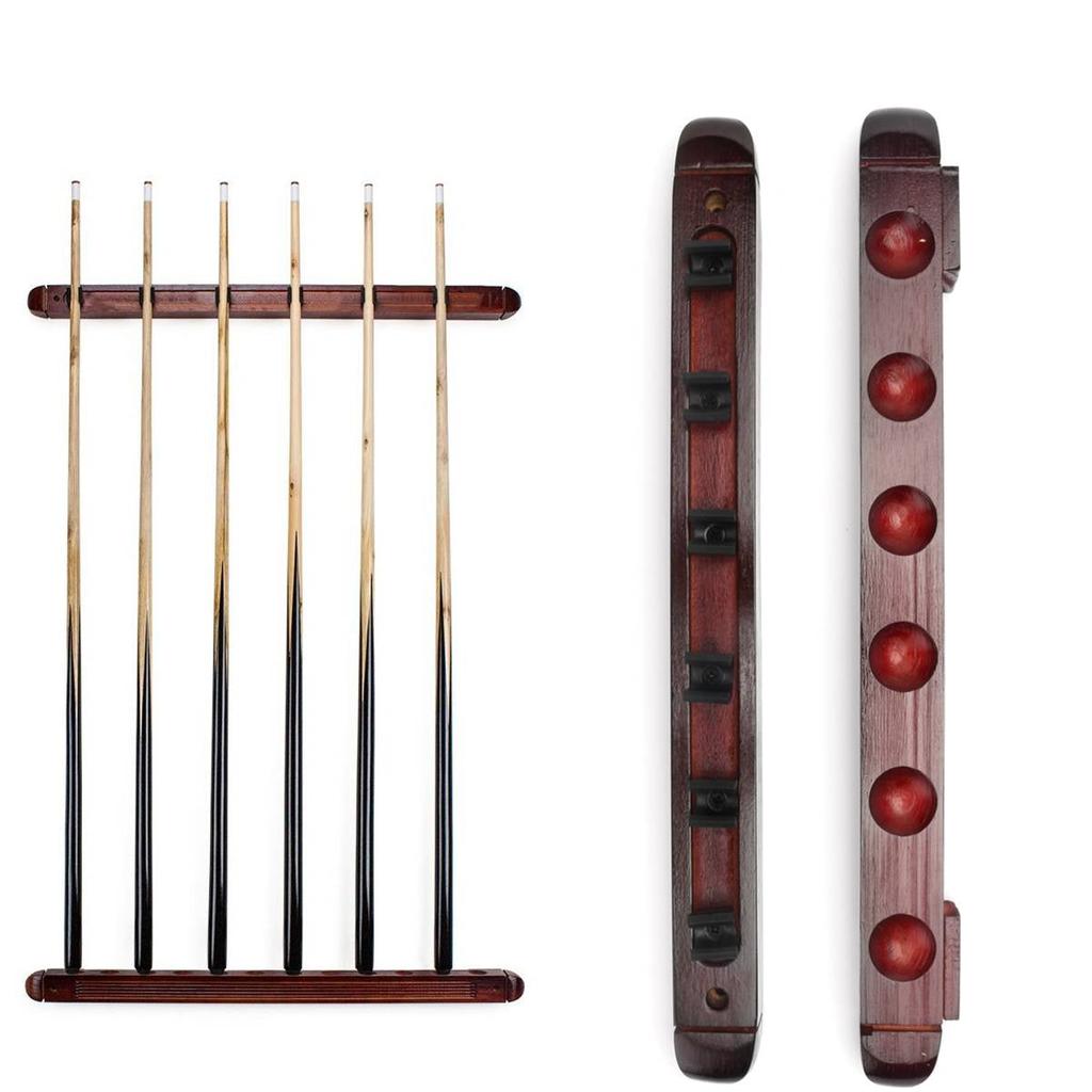 Wall-Mounted 6-Slot Pool Cue Stick Rack by HitMyNeed