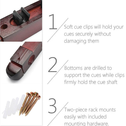 Wall-Mounted 6-Slot Pool Cue Stick Rack by HitMyNeed