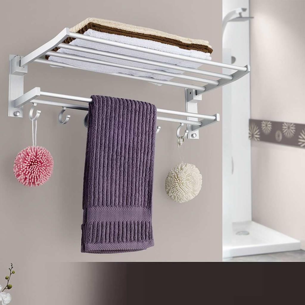 Wall Mounted Aluminum Bathroom Towel Shelf Rack by HitMyNeed