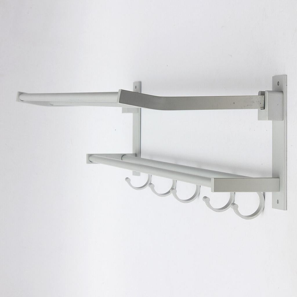 Wall-Mounted Aluminum Towel Rack Shelf with Hooks by HitMyNeed