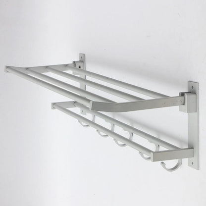 Wall-Mounted Aluminum Towel Rack Shelf with Hooks by HitMyNeed